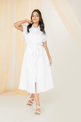 Holmes Button Down White Dress