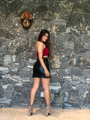 Zip Up Leather Skirt