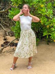 Press Print Pleated Silk Skirt