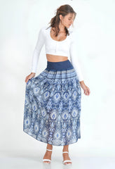 Box Pleated Printed Maxi Skirt