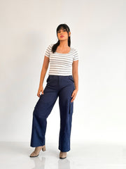 Flap Pocket Blue Cargo Pant