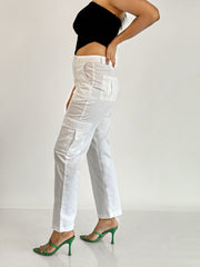 Straight Leg White Cargo Pant