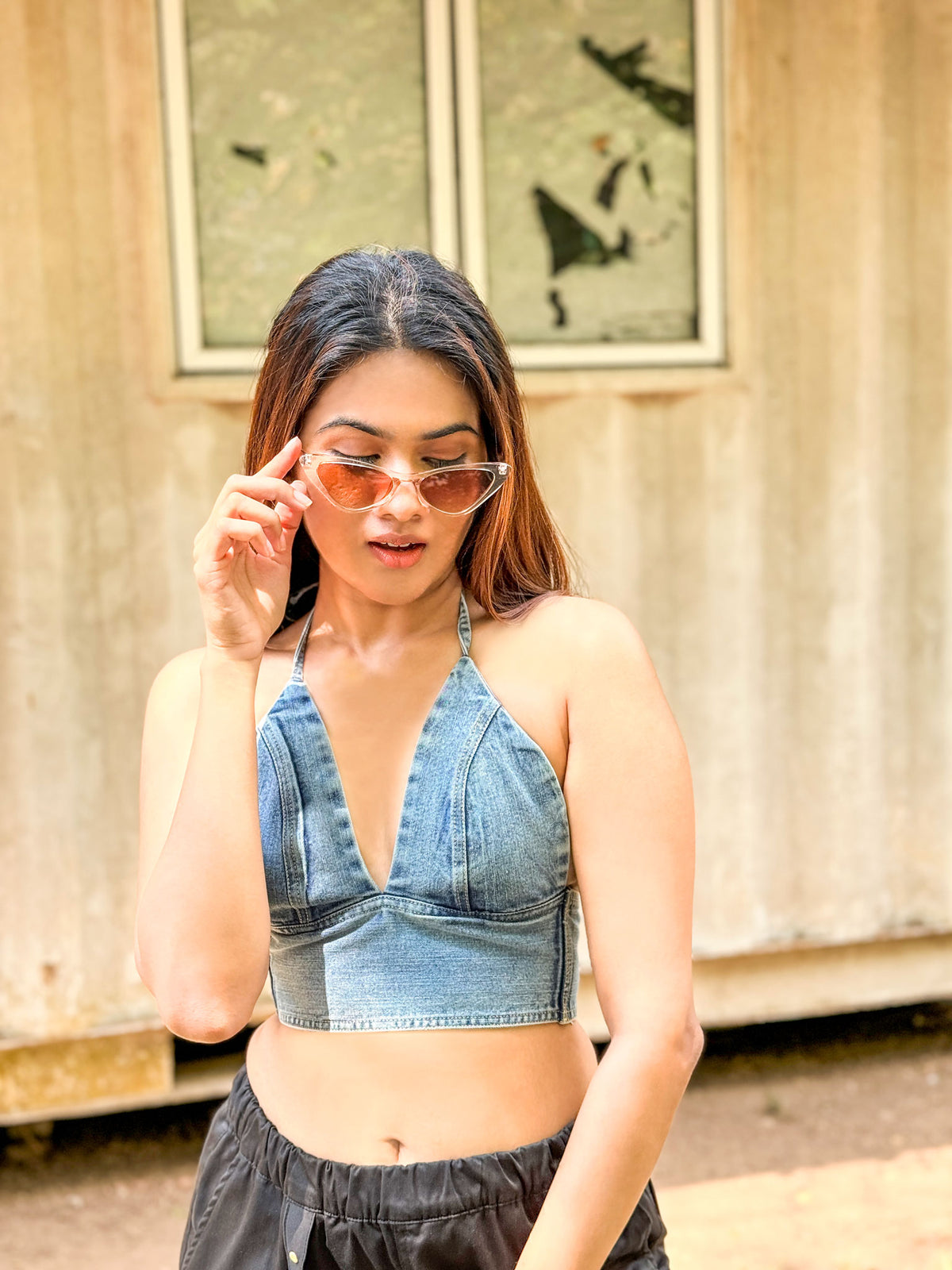 Halter Neck Denim Bralette