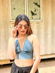 Halter Neck Denim Bralette