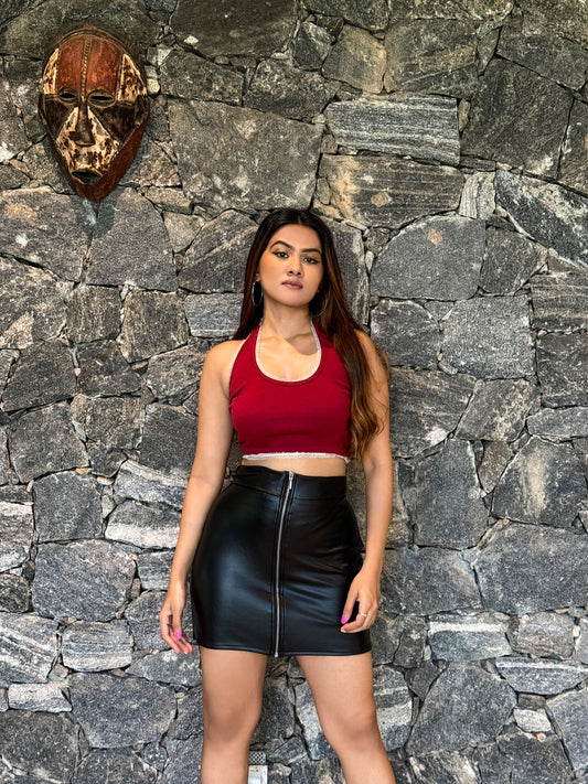 Zip Up Leather Skirt