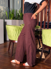 Mahogany Wide Linen Pant