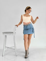 Mini Me Denim Cargo Skirt