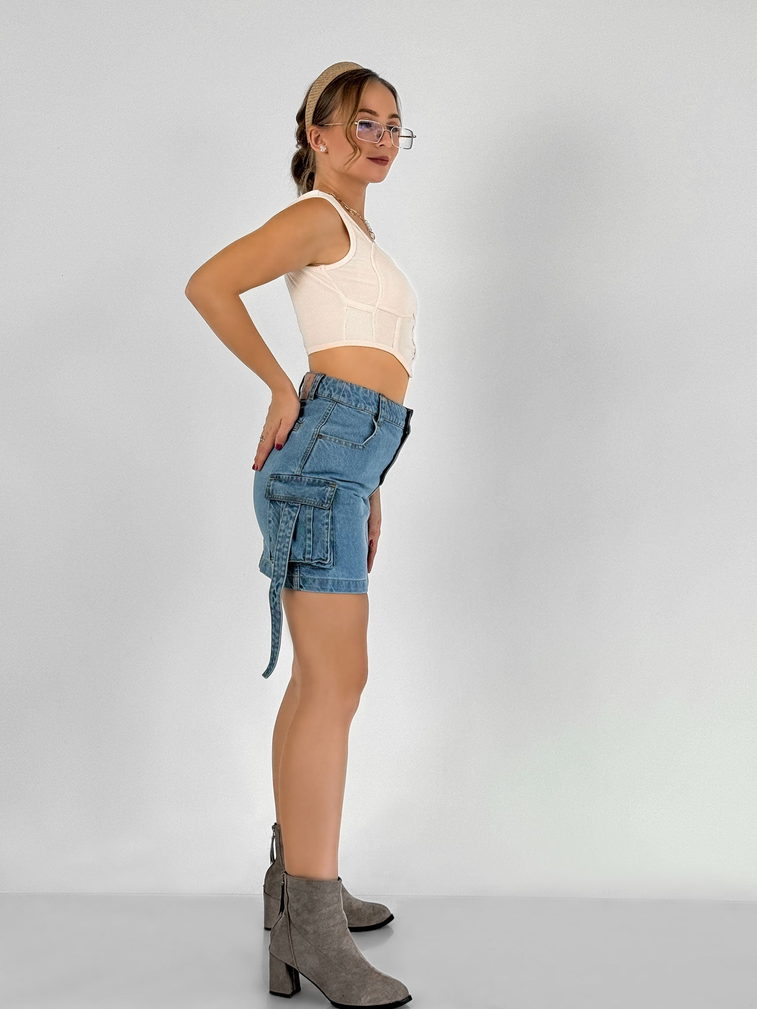 Mini Me Denim Cargo Skirt