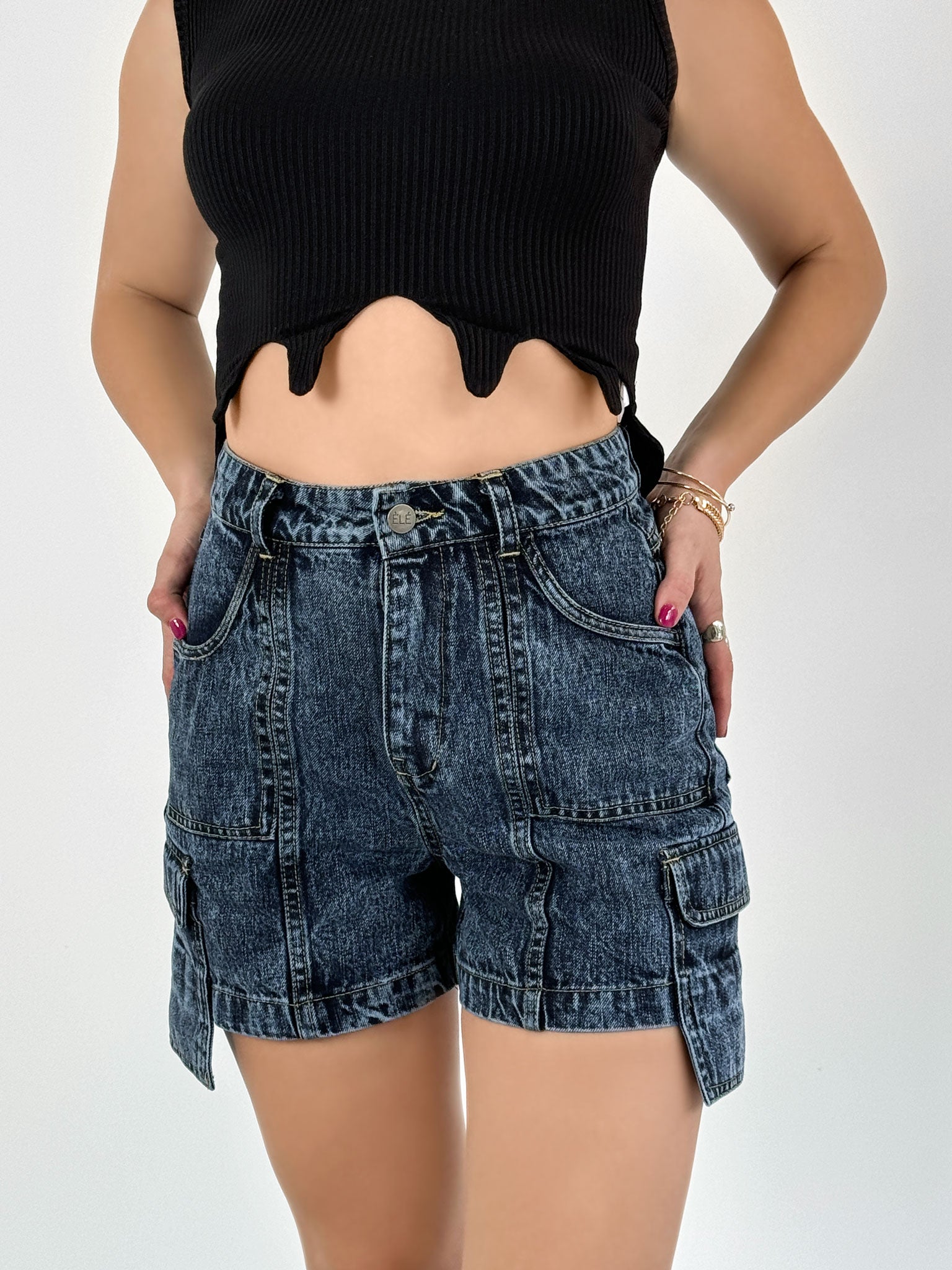 Denim Cargo Shorts