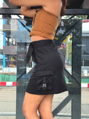 Zip Front Cargo Skirt