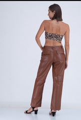 Basic Knee Split Leather Pant