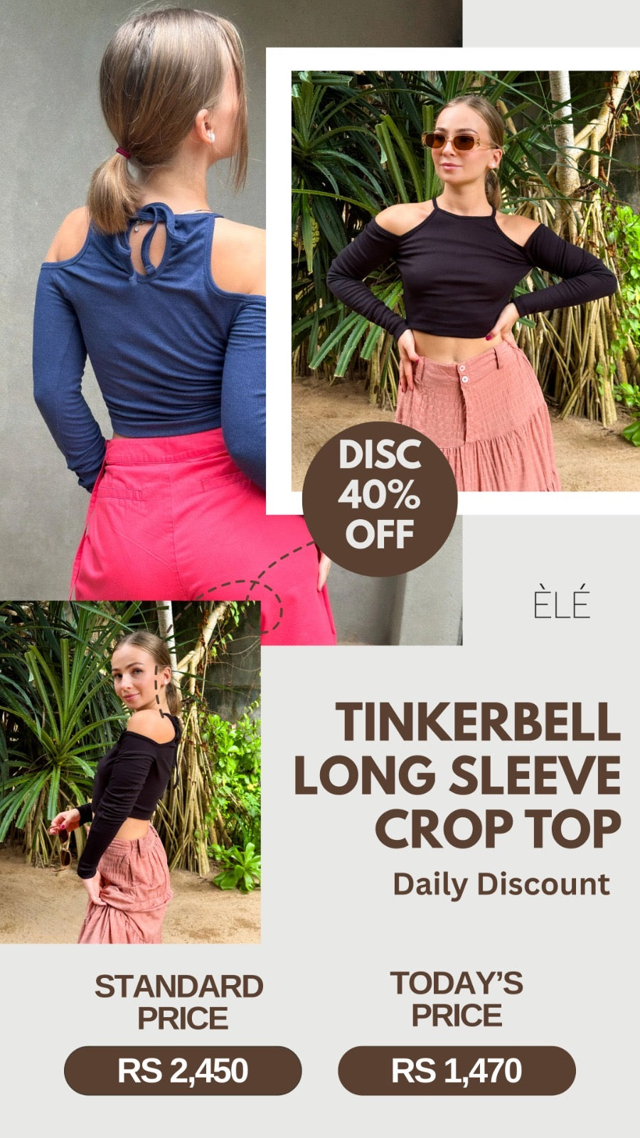 Tinkerbell Long Sleeve Crop Top