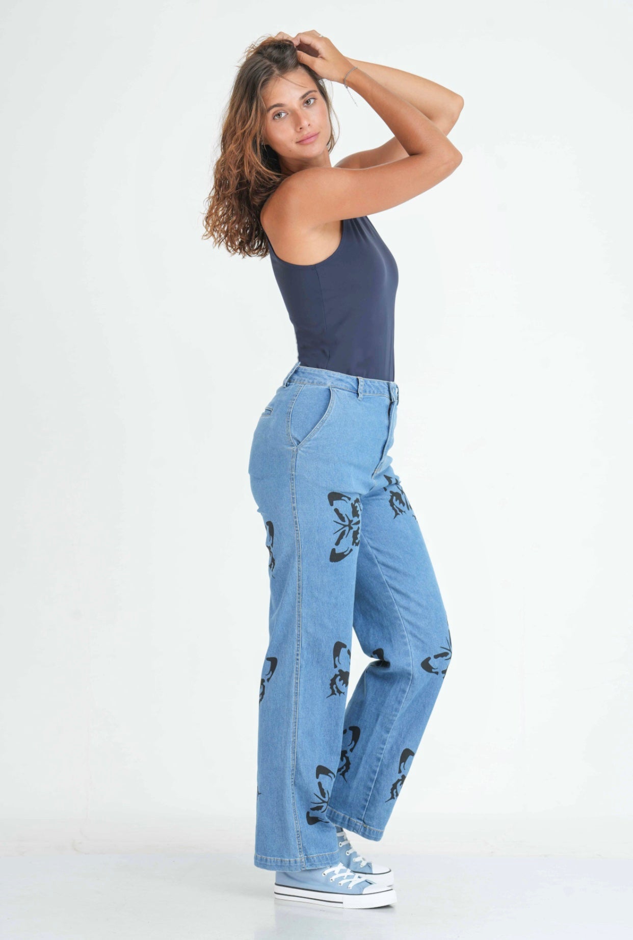 Butterfly Print Lose Fit Denim Pant