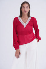 Lace Bishop Sleeve Top