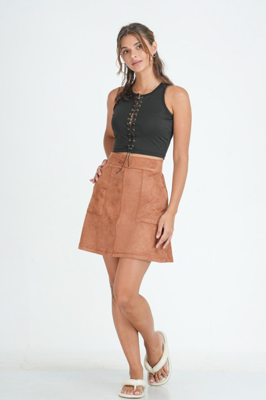 Eyelet Details Lace Up Top